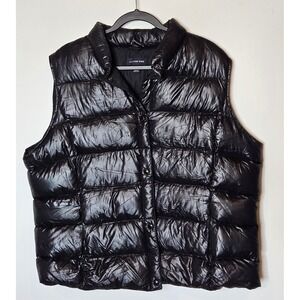 Lands'‎ End Down Black Puffer Vest Womens XL (18-20) Sleeveless Padded Quilted